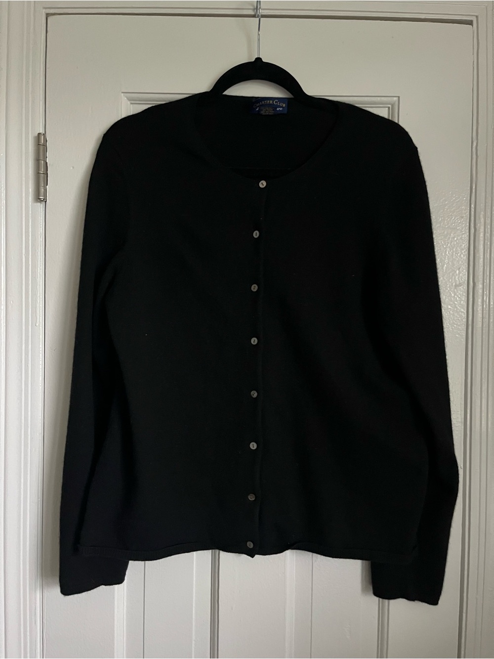 100% Cashmere Charter Club Black Button-Front Cardigan